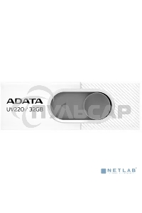 Флешка USB ADATA UV220 (AUV220-32G-RWHGY), 32 Gb, USB 2.0, R/W 15/5, белый/серый