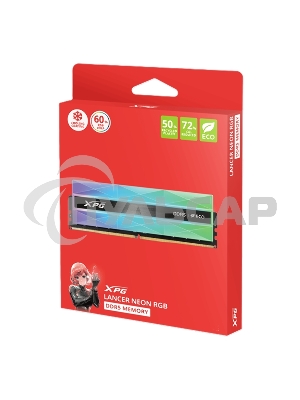 Оперативная память XPG Lancer Neon RGB, DDR5, 32Gb (2x16Gb), 6400MHz, CL32, DIMM, с радиаторами, RGB, серебристая