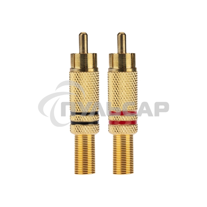 Разъем штекер Proconnect RCA металл пайка ZN черный/красный GOLD