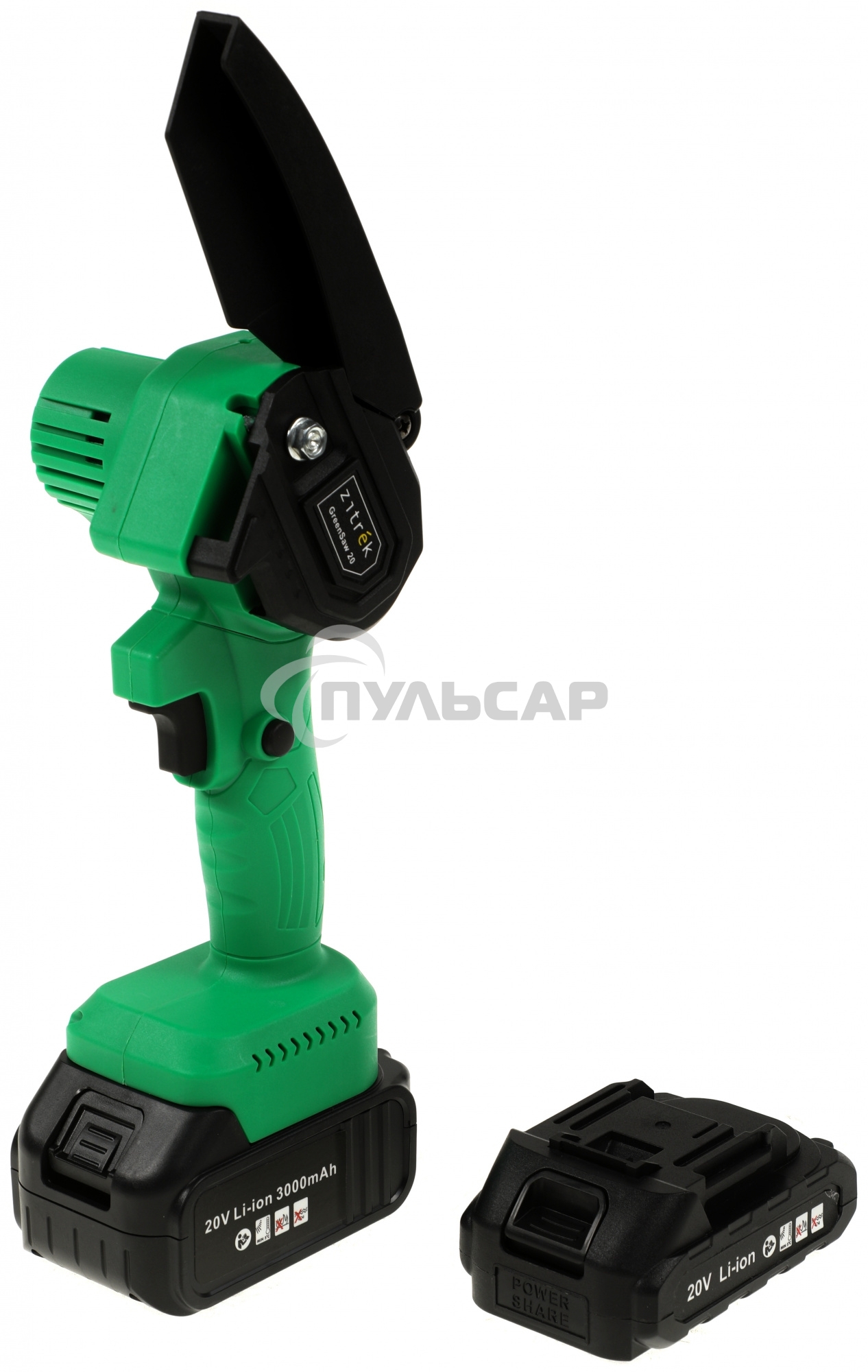 Пила цепная аккумуляторная ZITREK GreenSaw 20 Extra power 20В, 3А·ч Li-ion аккум. 1шт, 1,5А·ч Li-ion аккум. 1шт, ЗУ