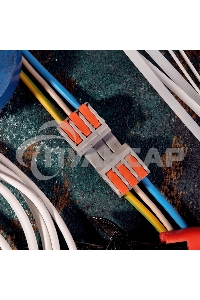 Клемма СМК 222-423R проходная разъемная 3 полюса серая 0,2-2,5/4мм² (40 шт/уп) Rexant