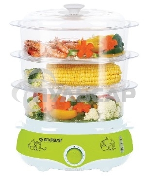 Пароварка Endever Vita-171, белый/зеленый, мощность 1000 Вт, объем 11 л