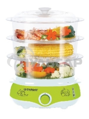 Пароварка Endever Vita-171, белый/зеленый, мощность 1000 Вт, объем 11 л