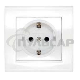 Розетка 1-м СП Бриллиант защ. шторки с заземл. бел. UNIVersal 7947632