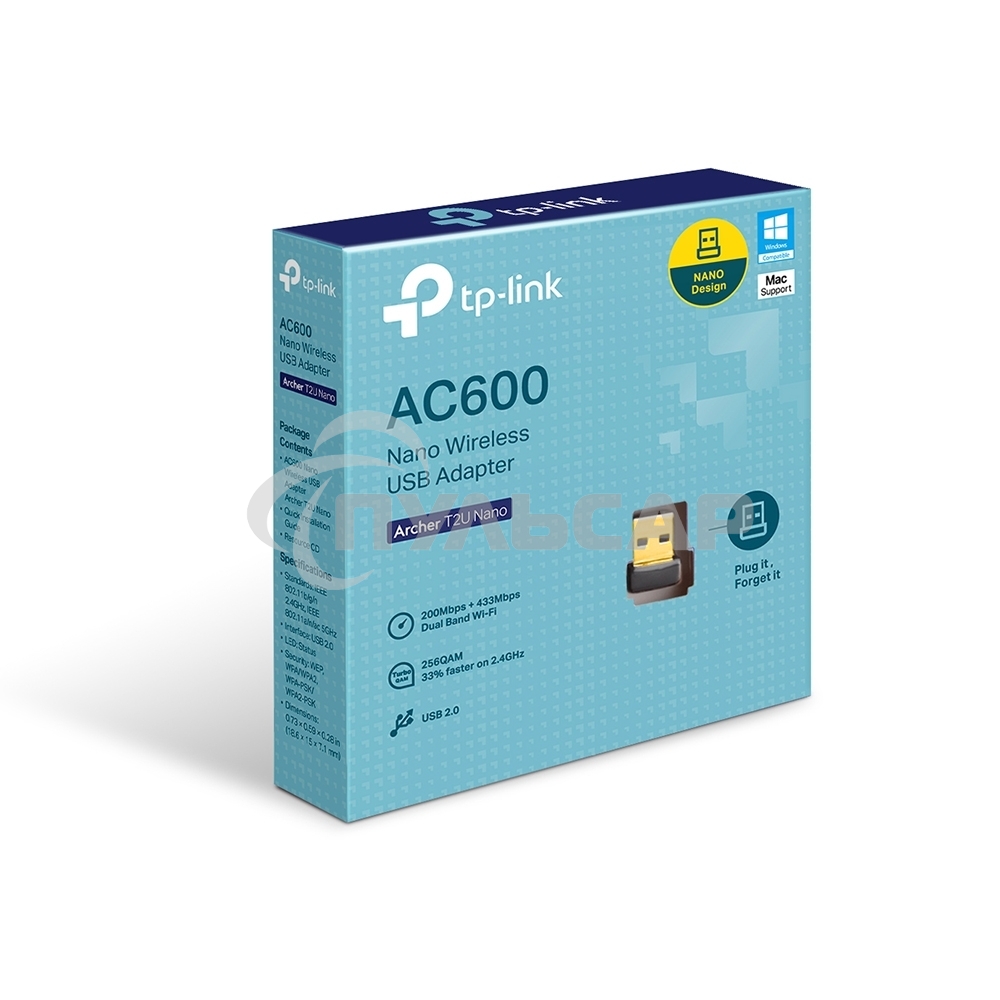 Адаптер TP-LINK Archer T2U NANO AC600 Nano Wi-Fi USB-адаптер