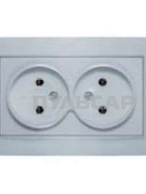 Розетка 2-м СП Бриллиант 16А IP20 без заземл. серебр. Universal 7949766