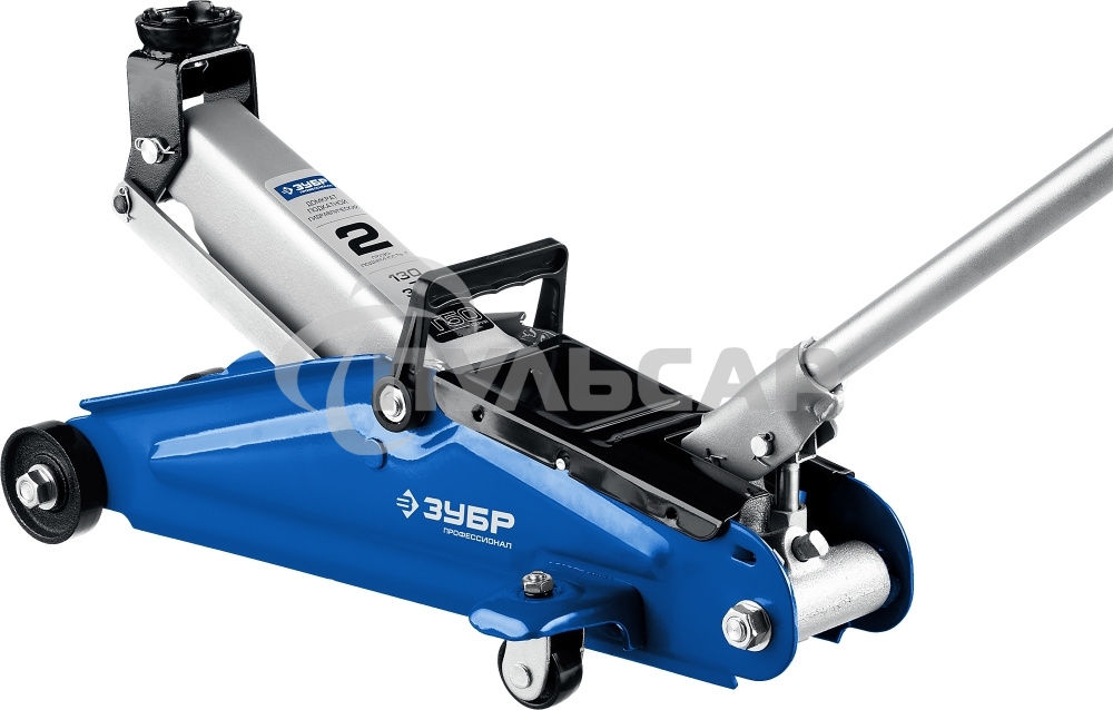 Домкрат ЗУБР 43052-2-Kгидравлический подкатной t50 2т 130-380мм в кейсе профессионал
