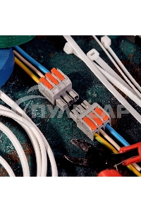 Клемма СМК 222-423R проходная разъемная 3 полюса серая 0,2-2,5/4мм² (40 шт/уп) Rexant