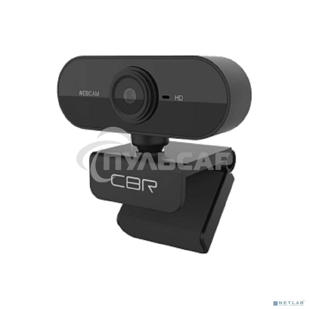 Веб-камера CBR CW 852HD Black с матрицей 1,3 МП, разрешение видео 1280х720, USB 2.0, встроенный микрофон с шумоподавлением, фикс.фокус, крепление на мониторе, длина кабеля 1,5 м, черный