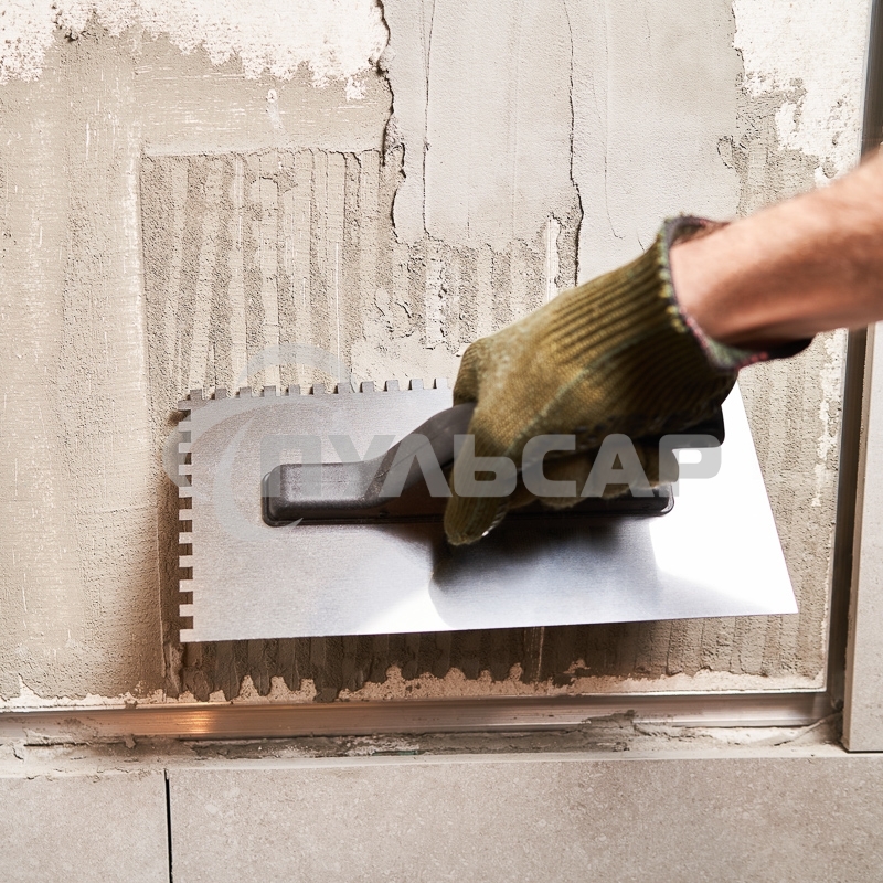 Гладилка нержавеющая 130х270 мм, зуб 6х6 мм, пластиковая ручка Rexant