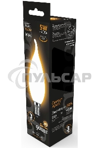Лампа светодиодная Gauss Filament Свеча на ветру E14 5Вт 2700К OPAL