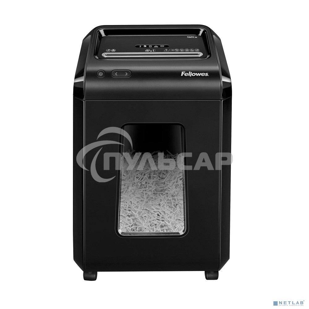 Шредер Fellowes Powershred 92Cs FS-1719301 P-4, 4х38мм, 18лст., 25лтр., уничтожает: скобы, карты, скрепки, CD
