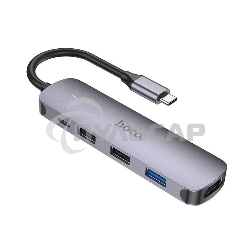 Разветвитель USB-C Hoco HB27 4порт. серый