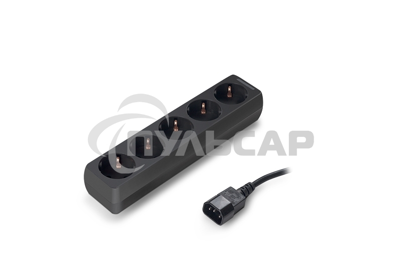 Удлинитель для ИБП ExeGate EX221200RUS SPU-5-0.5B (5 розеток, 0.5м, UPS вилка IEC320-C14, черный)