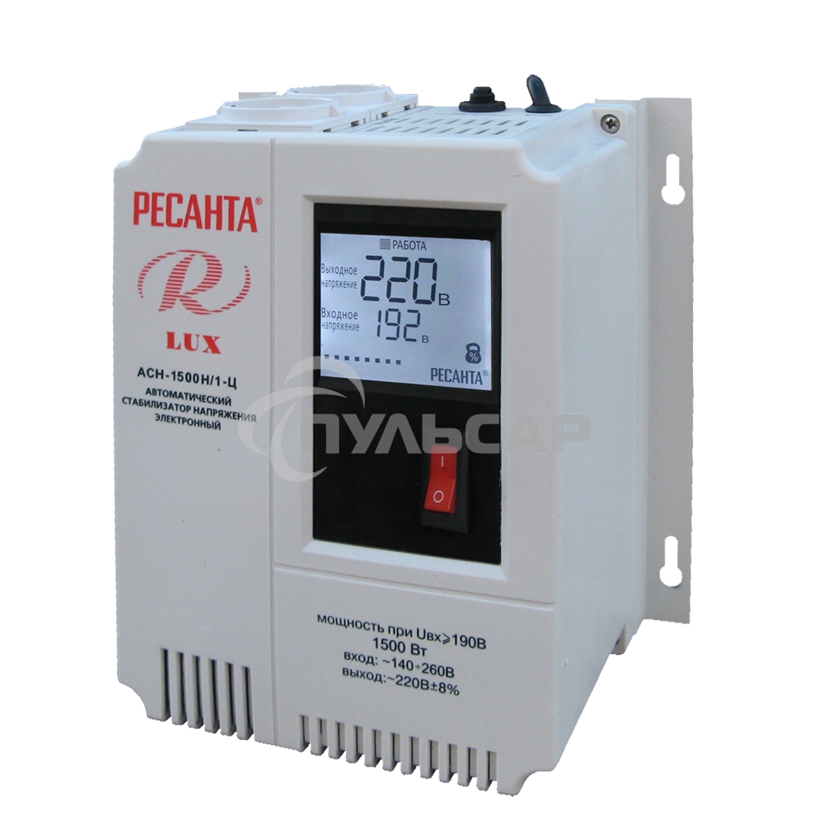 Стабилизаторы напряжения Ресанта АСН-1 500 Н/1-Ц 63/6/20 Стабилизатор Lux 220В±8%, Габариты 206х133х230, Вес 4,5кг