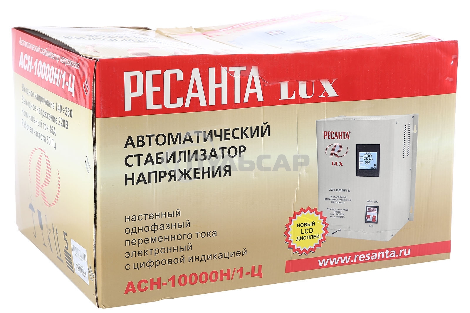 Стабилизатор напряжения Ресанта АСН-10000Н/1-Ц электронный однофазный серый