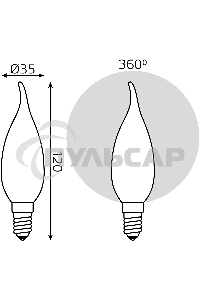 Лампа светодиодная Gauss Filament Свеча на ветру E14 5Вт 2700К OPAL