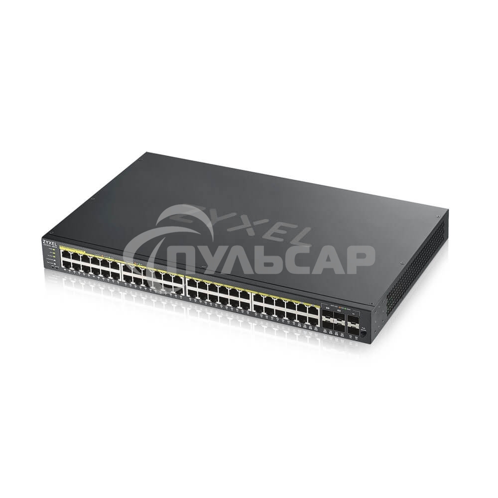 Коммутатор ZYXEL GS1920-48HPv2 Hybrid Smart switch PoE+ Zyxel Nebula Flex, 44xGE PoE+, 4xCombo (SFP/RJ-45 PoE+), 2xSFP, budget PoE 375W, Standalone / cloud management