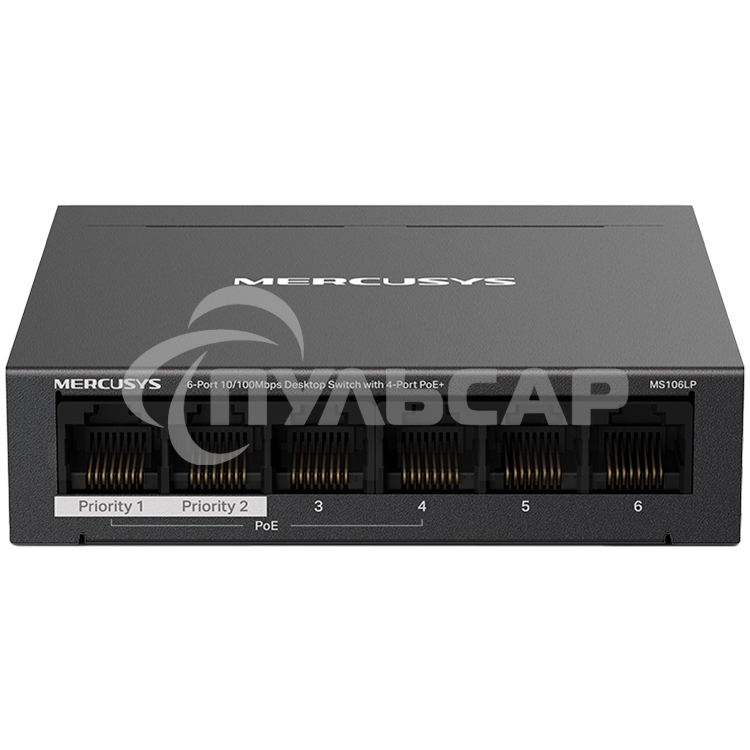 Настольный коммутатор Mercusys MS106LP с 6 портами 10/100 Мбит/с (4 порта PoE+)