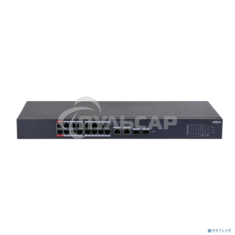 Коммутатор Dahua DH-CS4218-16ET-240 (L2) 16x100Мбит/с 2xКомбо(1000BASE-T/SFP) 2SFP 16PoE 240W управляемый