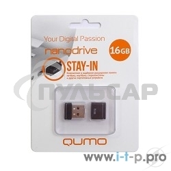 Флешка USB QUMO 16 Gb, NANO QM16GUD-NANO-B черный