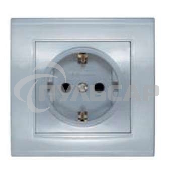 Розетка 1-м СП Бриллиант защ. шторки с заземл. серебр. UNIVersal 7949889