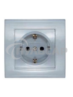 Розетка 1-м СП Бриллиант защ. шторки с заземл. серебр. UNIVersal 7949889