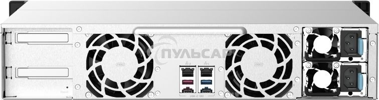 Сетевое хранилище без дисков SMB QNAP TS-1273AU-RP-8G NAS 12 HDD trays, 2x 2.5 GbE, rackmount, 2 PSU. 4-core AMD V1500B2,2 GHz, RAM 8 Gb (8 Gb UDIMM DDR4 (1 x 8 Gb) up to 32 Gb (2 x 16 Gb)). W/o rail kit RAIL-B02