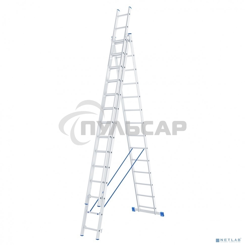 Лестница, 3 х 14 ступеней, алюминиевая, трехсекционная, Россия Сибртех 97824