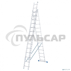 Лестница, 3 х 14 ступеней, алюминиевая, трехсекционная, Россия Сибртех 97824