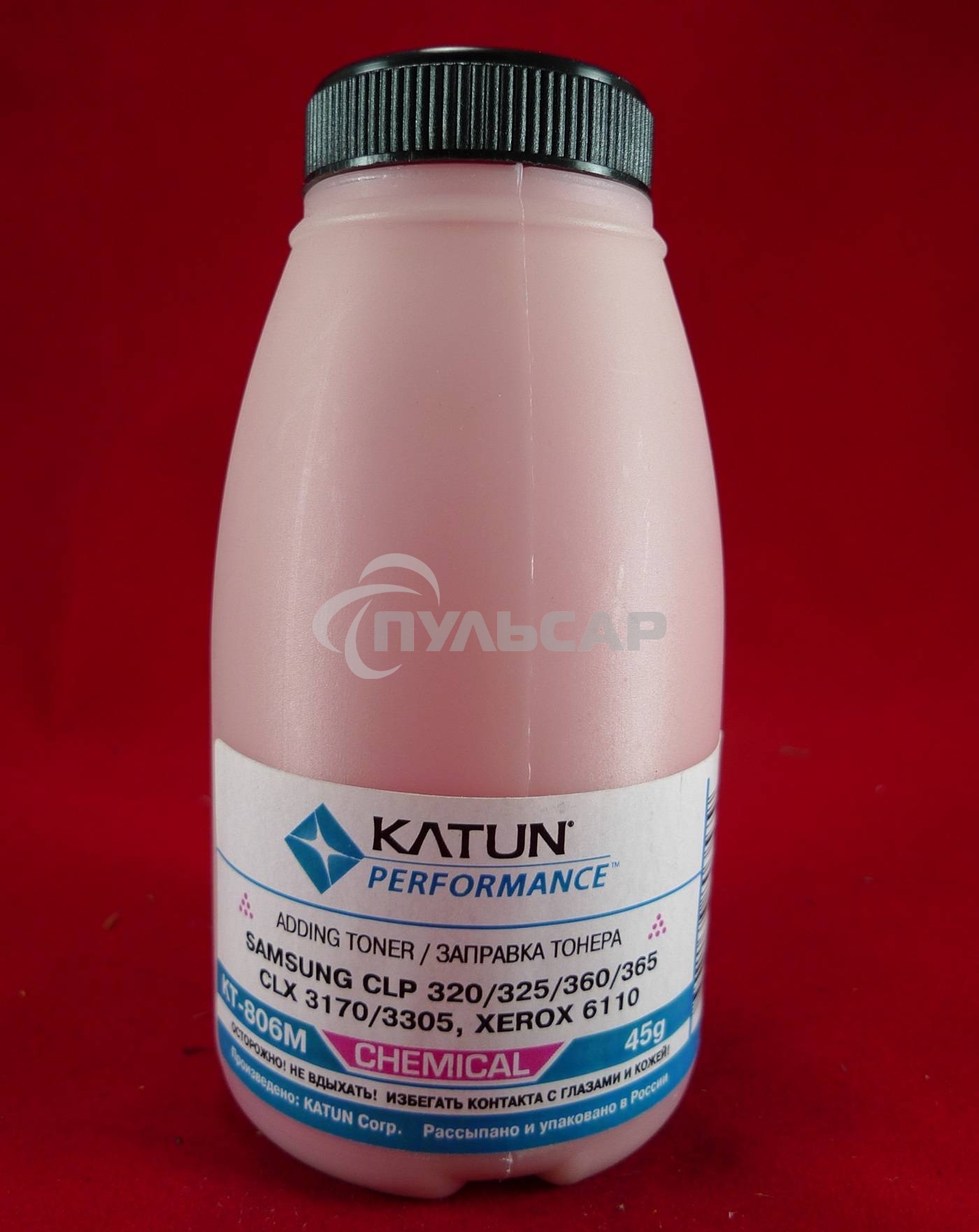 Тонер SAMSUNG CLP 320/325/360/365, CLX 3170/3305, Xerox 6110 magenta, химический (фл.45г.) Katun фас. Россия