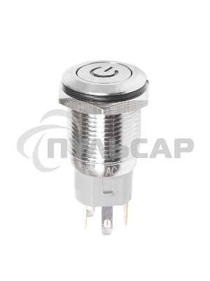 Кнопка антивандальная Ø16 250В Б/Фикс (5с) (ON)-OFF плоская подсв/красная POWER Rexant