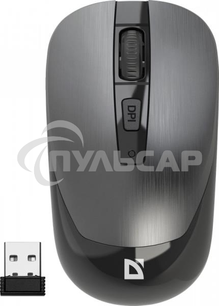 Мышь беспроводная Defender Wave MM-995 серебристый, 1600 dpi, радиоканал, USB, кнопки - 4