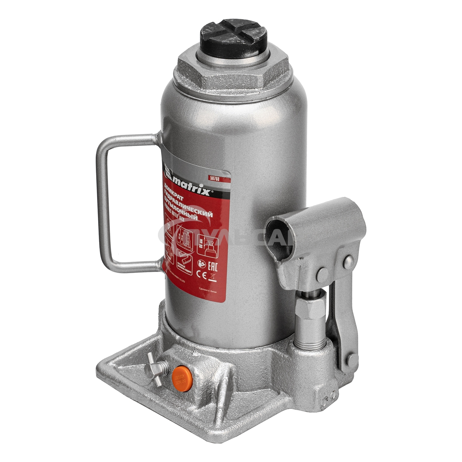 Домкрат гидравлический бутылочный Matrix, 12 т, h подъема 230–465 мм