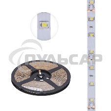 Лента светодиодная 12В, SMD2835, 4,8Вт/м, 60 LED/м, 6500К, 8мм, 20м, для БП с клеммами, IP20 LAMPER