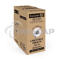 Кабель ExeGate FTP 4 пары кат.5e CCA, 24AWG, экран, бухта 100м, серый, PVC