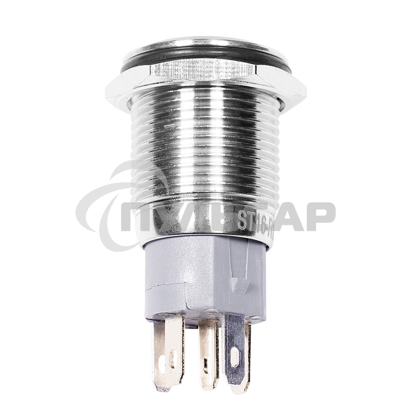 Кнопка антивандальная Ø16 250В Б/Фикс (5с) (ON)-OFF плоская подсв/красная POWER Rexant