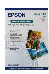 Фотобумага EPSON Архивная Матовая, 192г/м2, A3+(32,9X48,3)/50л.