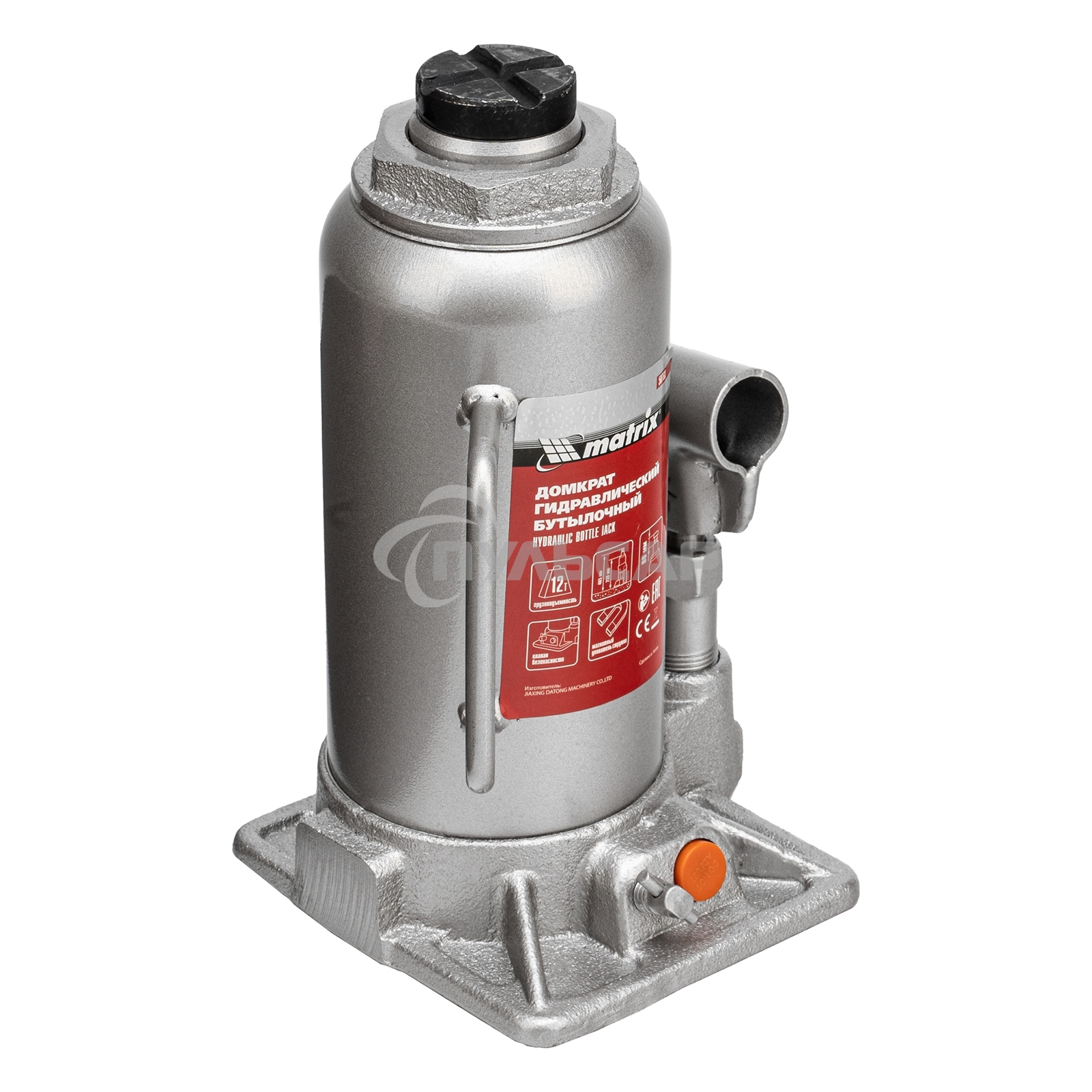 Домкрат гидравлический бутылочный Matrix, 12 т, h подъема 230–465 мм