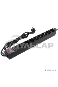 Блок розеток горизонтальный ExeGate ServerPro PDU-19H807 Al-8S-EU2-SW-SPD1, 19