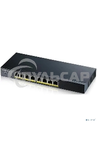 Коммутатор Smart L2 PoE+ Zyxel GS1900-8HP, 8xGE PoE+, настольный, бесшумный, бюджет PoE 70 Вт