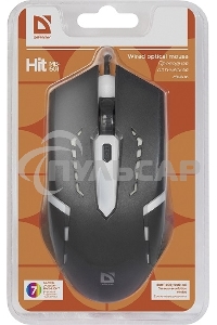 Мышь проводная Defender Hit MB-601 черный, 1200 dpi, USB, кнопки - 4