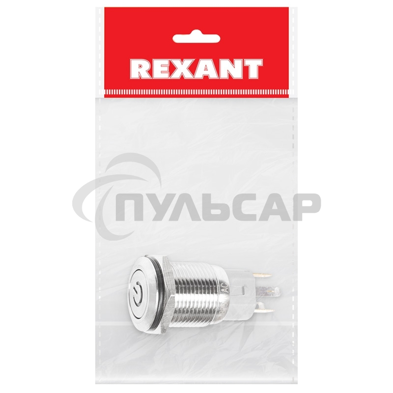 Кнопка антивандальная Ø16 250В Б/Фикс (5с) (ON)-OFF плоская подсв/красная POWER Rexant
