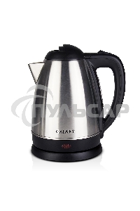 Чайник электрический Galaxy GL 0304, серый, металл, 2000 Вт, 1,8 л, съемный фильтр, шкала уровня воды