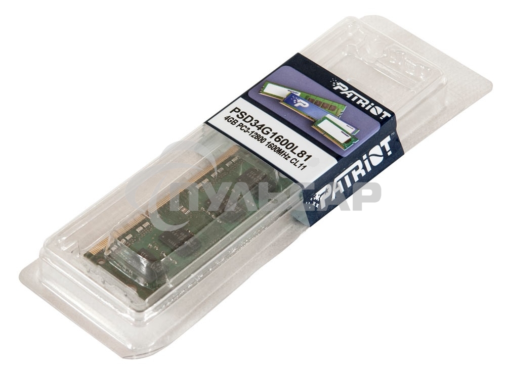 Оперативная память Patriot Signature, DDR3L, 4Gb (1x4 Gb), 1600 MHz, CL11, DIMM