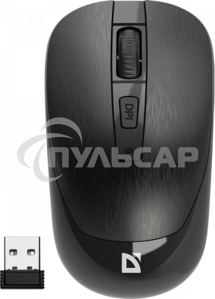 Мышь беспроводная Defender Wave MM-995 черный, 1600 dpi, радиоканал, USB, кнопки - 4