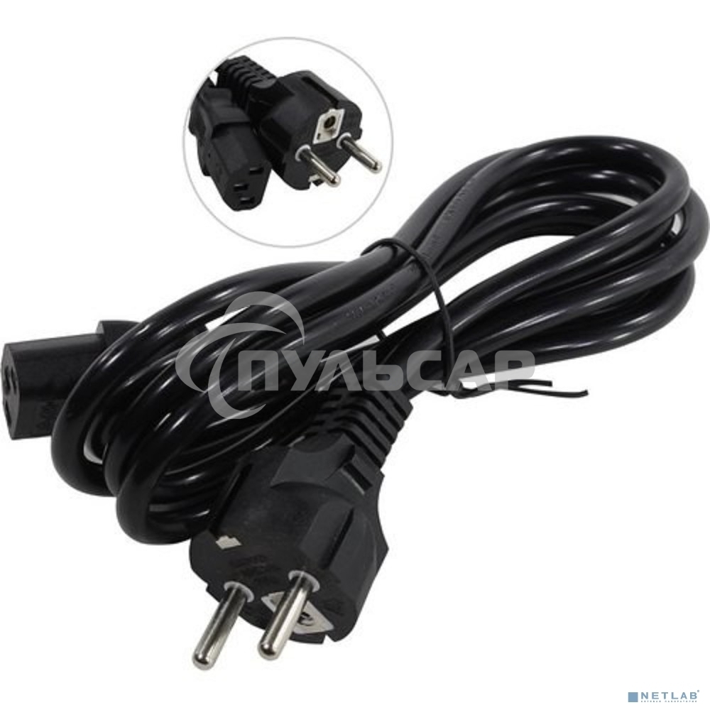 Кабель питания ExeGate Power PC-1,8P (Евровилка Schuko->С13) VDE-250V-3*1.0-CU, 10A, черный, 1.8м