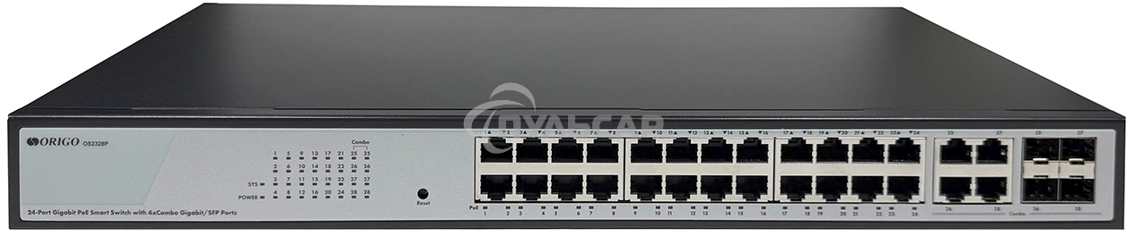 Коммутатор Origo OS2328P/360W OS2328P/360W/A1A (L2) 24x1Gbит/с 4xКомбо(1000BASE-T/SFP) 24PoE 360W настраиваемый
