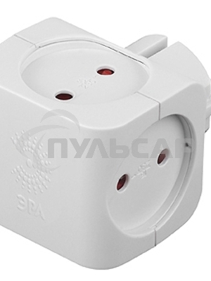 Тройник ЭРА SP-4-W4гнезда без заземления со шторками белый