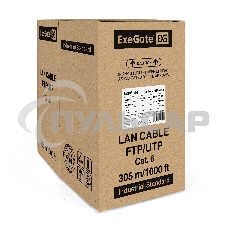 Кабель ExeGate FTP 4 пары кат.6 медь, 23AWG, экран, бухта 305м, серый, PVC